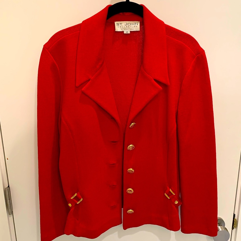 St. John Collection Red Knit Blazer